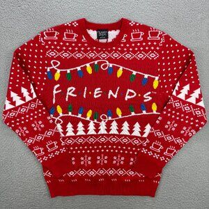 FRIENDS Sweater Mens Small S Red Knit Ugly Christmas Television Series TV Show